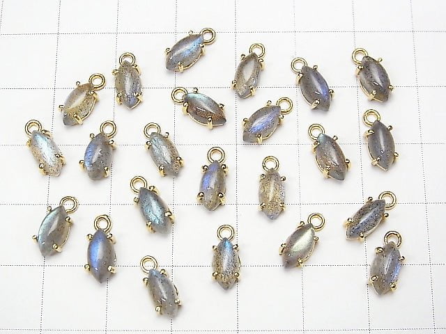 [Video] High Quality Labradorite AAA Bezel Setting Marquise 8x4mm 18KGP  4pcs $9.79!