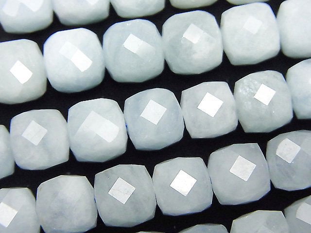 Aquamarine, Cube Gemstone Beads