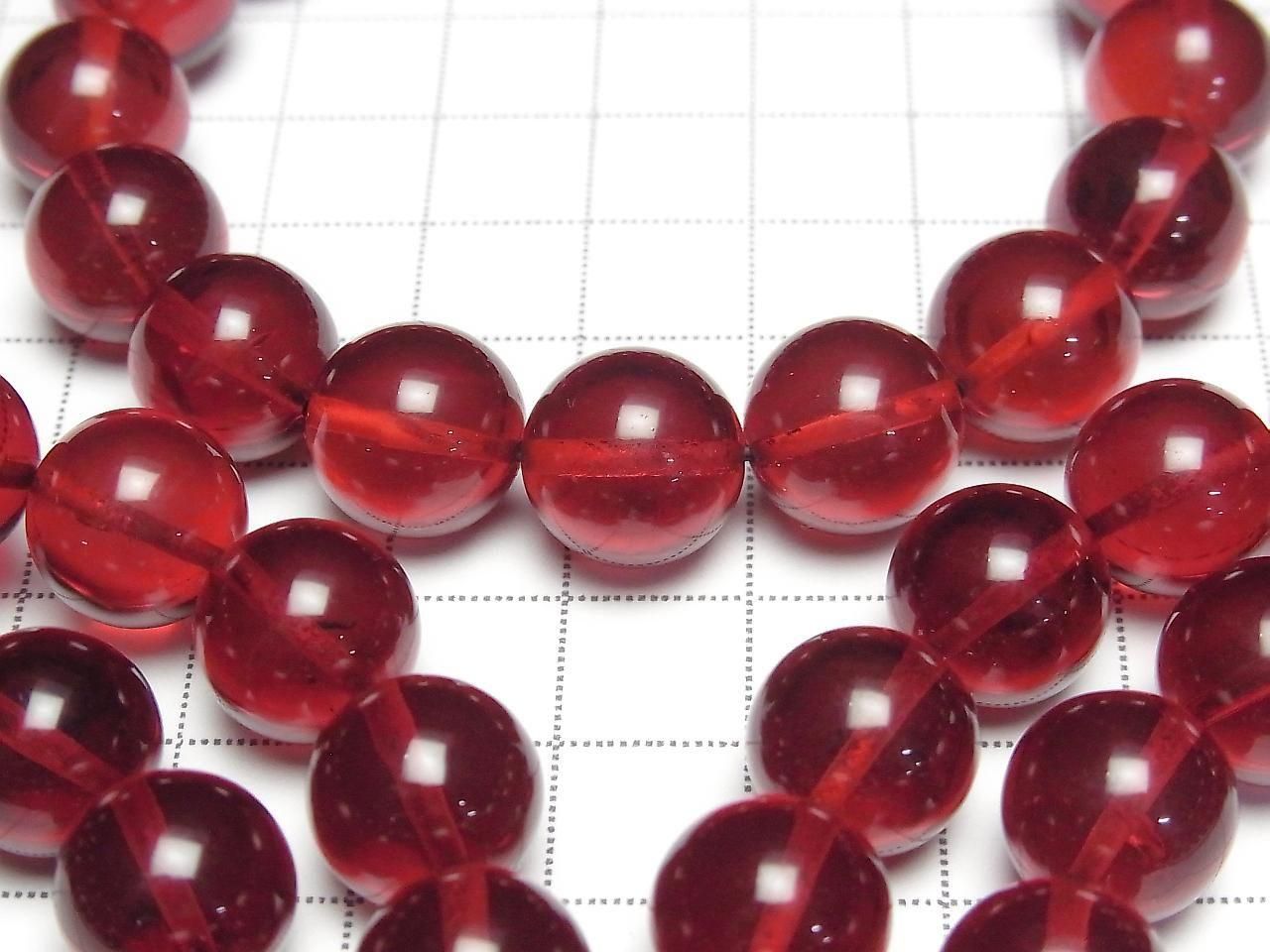 Amber, red color, round 12mm, 1-strand (Bracelet)