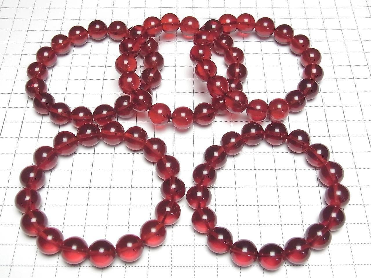 Amber, red color, round 12mm, 1-strand (Bracelet)