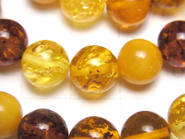 [Video]  Multicolor Amber Round 10mm 1strand (Bracelet)