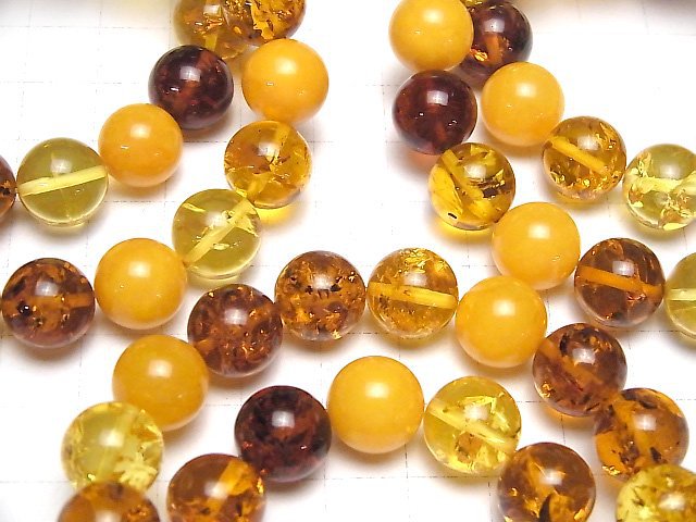 [Video] Multicolor Amber Round 12mm Bracelet