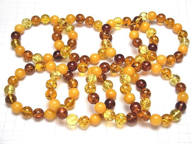 [Video] Multicolor Amber Round 12mm Bracelet