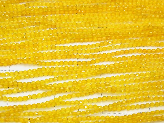 High Quality! Yellow color Chalcedony Faceted Round 2mm 1strand beads (aprx.15inch/37cm)