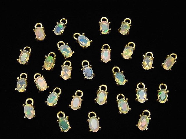 [Video]High Quality Ethiopia Opal AAA Bezel Setting Oval Faceted 5x3mm 18KGP 2pcs $8.79!