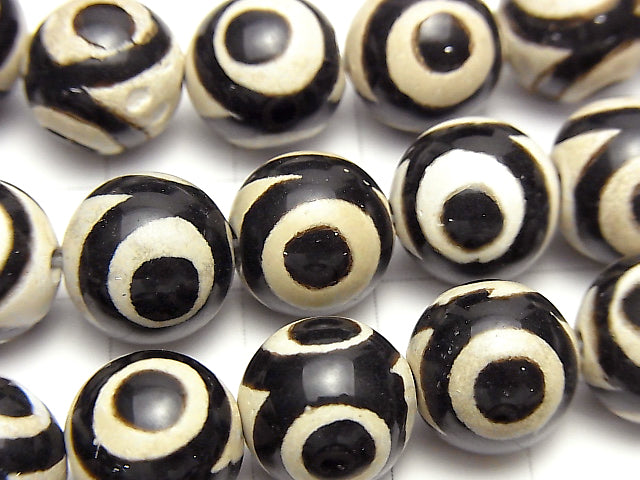 1strand $11.79! DZi Beads Round 12mm Black x White 1strand beads (aprx.13inch / 33cm)