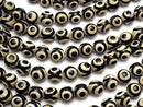 [Video] DZi Beads Round 12mm Black x White 1strand beads (aprx.13inch / 33cm)