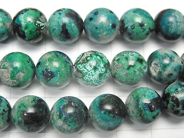 [Video] Chrysocolla AA Round 10mm 1strand beads (aprx.15inch/38cm)