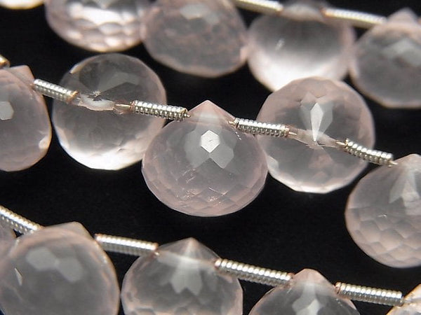 Faceted Briolette, Onion shape, Rose Quartz Gemstone Beads