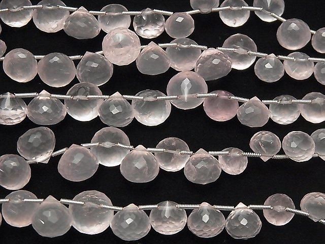 [Video]High Quality Rose Quartz AAA Onion Faceted Briolette 1strand beads (aprx.6inch/16cm)