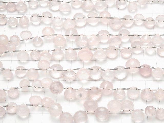[Video]High Quality Rose Quartz AAA Onion Faceted Briolette 1strand beads (aprx.6inch/16cm)