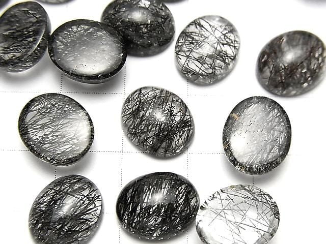 Quartz tourmaline haute qualité cabochon ovale AAA 12x10mm 3 pièces