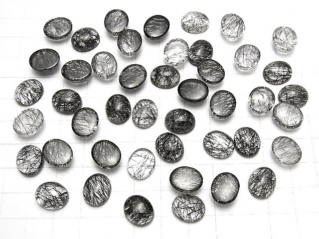 [Video]High Quality Tourmaline Quartz AAA Oval Cabochon 12x10mm 3pcs