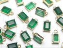 [Video]High Quality Green Onyx AAA Bezel Setting Rectangle Faceted 8x6mm 18KGP 2pcs