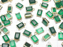 [Video]High Quality Green Onyx AAA Bezel Setting Rectangle Faceted 8x6mm 18KGP 2pcs
