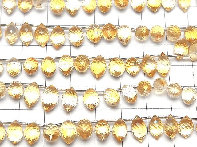 [Video]High Quality Citrine AAA Marquise Rice Faceted Briolette half or 1strand beads (aprx.6inch/15cm)