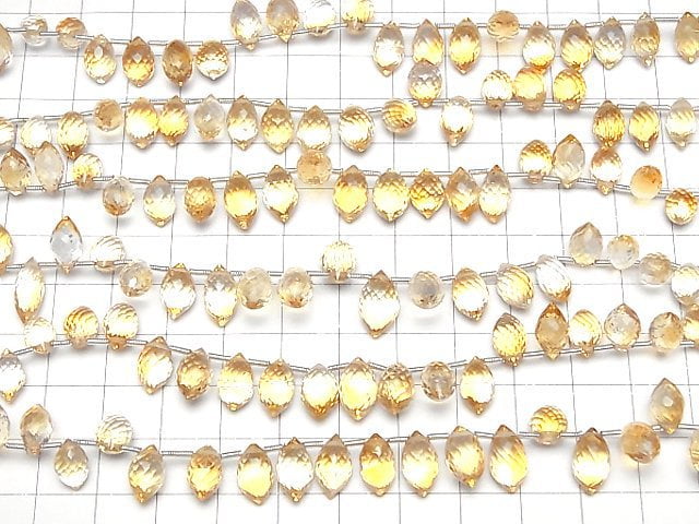 [Video]High Quality Citrine AAA Marquise Rice Faceted Briolette half or 1strand beads (aprx.6inch/15cm)