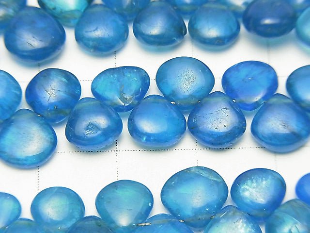 [Video] High Quality Neon Blue Apatite AAA- Chestnut (Smooth) Size Gradation 1strand beads (aprx.7inch / 18cm)