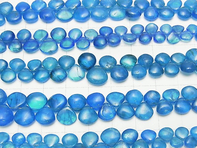 [Video] High Quality Neon Blue Apatite AAA- Chestnut (Smooth) Size Gradation 1strand beads (aprx.7inch / 18cm)