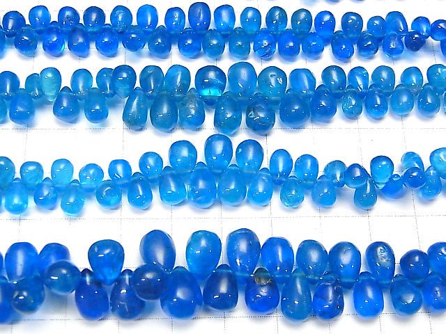 [Video] Neon Blue Apatite AA++ Drop (Smooth) 1strand beads (aprx.7inch / 18cm)