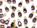 [Video]High Quality Rhodolite Garnet AAA Bezel Setting Pear shape Faceted 5x4mm 18KGP 2pcs