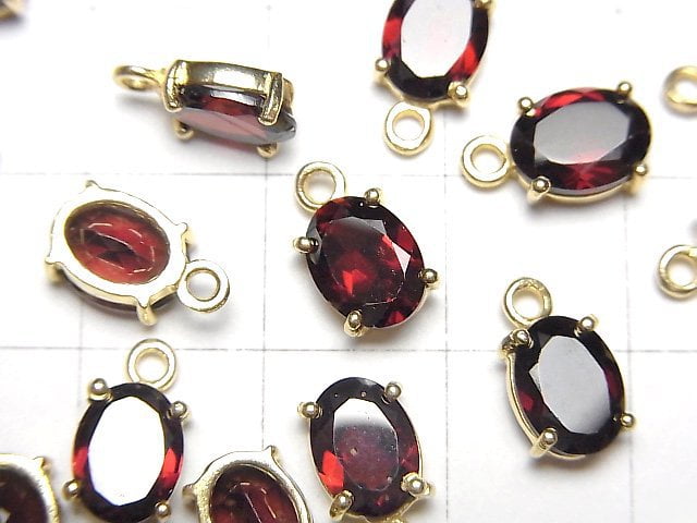 [Video]High Quality Mozambique Garnet AAA Bezel Setting Oval Faceted 8x6mm 18KGP 2pcs