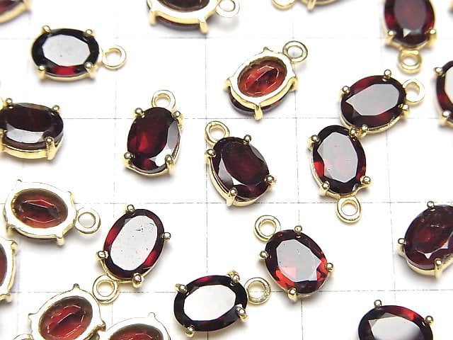 [Video]High Quality Mozambique Garnet AAA Bezel Setting Oval Faceted 8x6mm 18KGP 2pcs