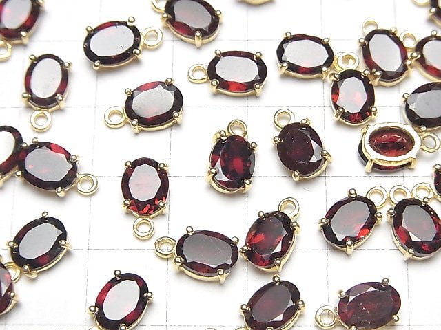 [Video]High Quality Mozambique Garnet AAA Bezel Setting Oval Faceted 8x6mm 18KGP 2pcs