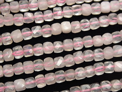 Cube, Rose Quartz Gemstone Beads