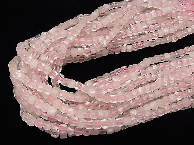 1strand $8.79! Rose Quartz AA++ Cube Shape 5x5x5mm 1strand beads (aprx.14inch/35cm)