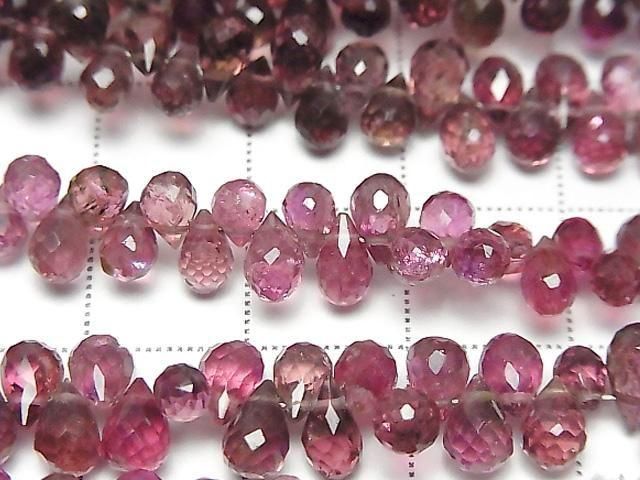 [Video] High Quality Pink Tourmaline AAA Drop Faceted Briolette Color Gradation Half or 1-strand beads (approx. 7 inches/18 cm)