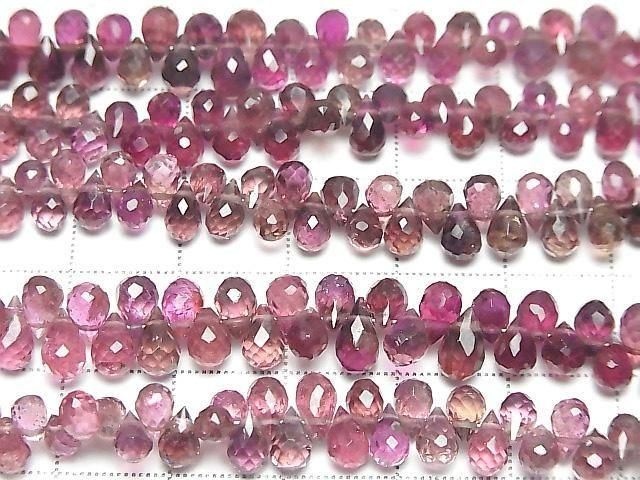 [Video] High Quality Pink Tourmaline AAA Drop Faceted Briolette Color Gradation Half or 1-strand beads (approx. 7 inches/18 cm)
