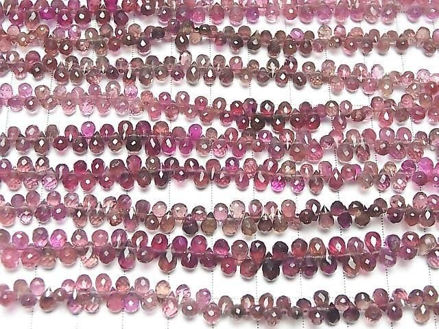 [Video] High Quality Pink Tourmaline AAA Drop Faceted Briolette Color Gradation Half or 1-strand beads (approx. 7 inches/18 cm)