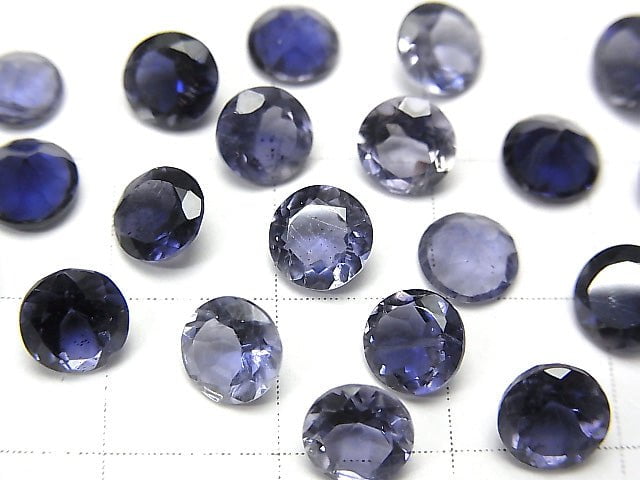 [Video]High Quality Iolite AAA Loose stone Round Faceted 6x6mm 3pcs