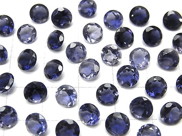 [Video]High Quality Iolite AAA Loose stone Round Faceted 6x6mm 3pcs