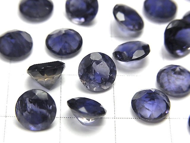 [Video] High Quality Iolite AAA Undrilled Round Faceted 7x7mm 2pcs