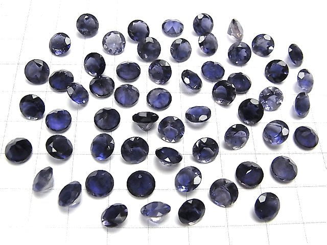 [Video] High Quality Iolite AAA Undrilled Round Faceted 7x7mm 2pcs