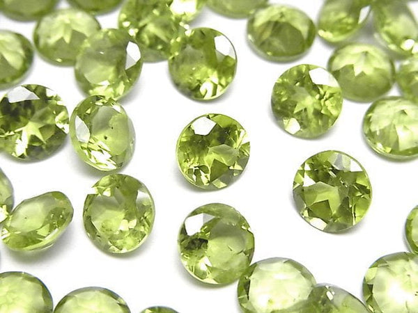 [Video]High Quality Peridot AAA- Loose stone Round Faceted 7x7mm 2pcs