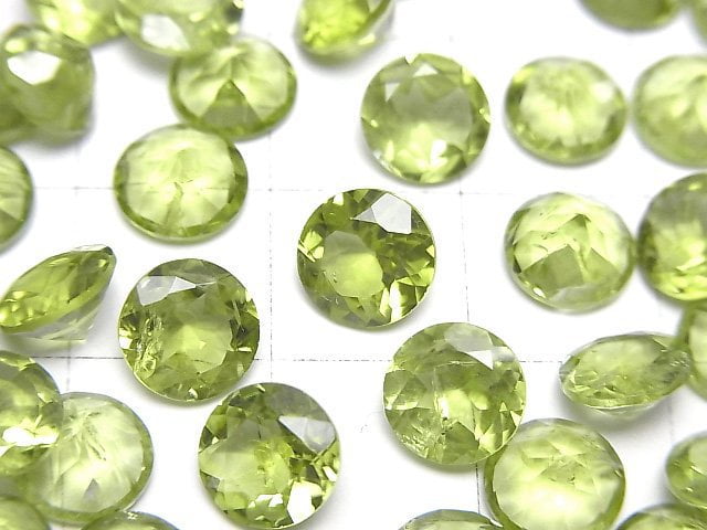 [Video]High Quality Peridot AAA- Loose stone Round Faceted 7x7mm 2pcs