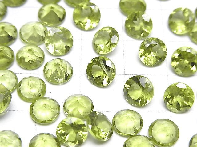 [Video]High Quality Peridot AAA- Loose stone Round Faceted 7x7mm 2pcs