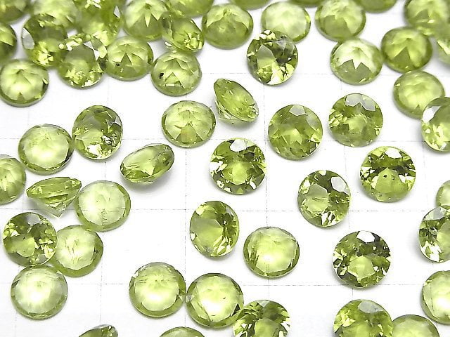 [Video]High Quality Peridot AAA- Loose stone Round Faceted 7x7mm 2pcs