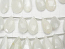 [Video] High Quality White Moonstone AA++ Pear shape Faceted Briolette 1strand beads (aprx.7inch / 18cm)