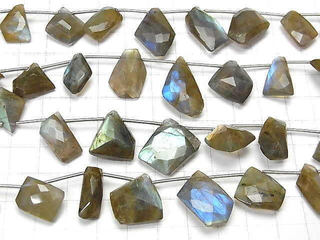 [Video]Labradorite AA++ Freeform Checker Cut 1strand (9pcs).