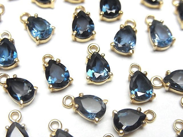 [Video]High Quality London Blue Topaz AAA Bezel Setting Pear shape Faceted 7x5mm 18KGP 1pc