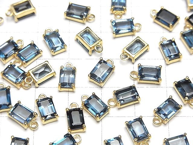 [Video] High Quality London Blue Topaz AAA Bezel Setting Rectangle Faceted 7x5mm 18KGP 1pc