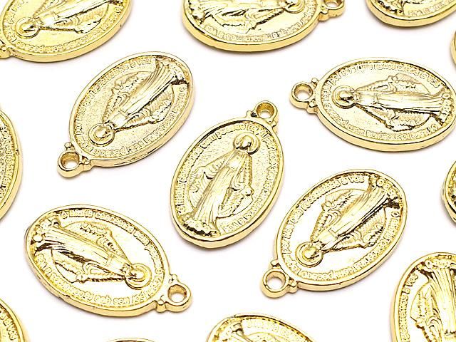 [Video] Metal Charm 17x12mm Miraculous Medal Gold 10pcs