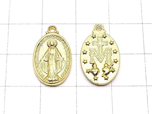 [Video] Metal Charm 17x12mm Miraculous Medal Gold 10pcs