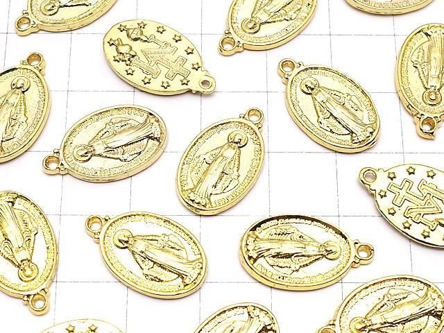 [Video] Metal Charm 17x12mm Miraculous Medal Gold 10pcs