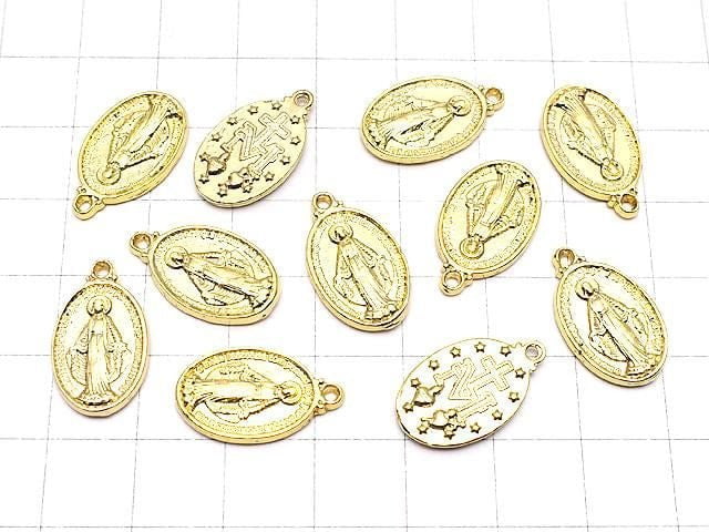 [Video] Metal Charm 17x12mm Miraculous Medal Gold 10pcs