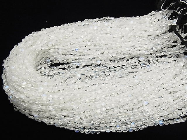 High Quality Rainbow Moonstone AAA- Faceted Coin 1strand beads (aprx.13inch/32cm)